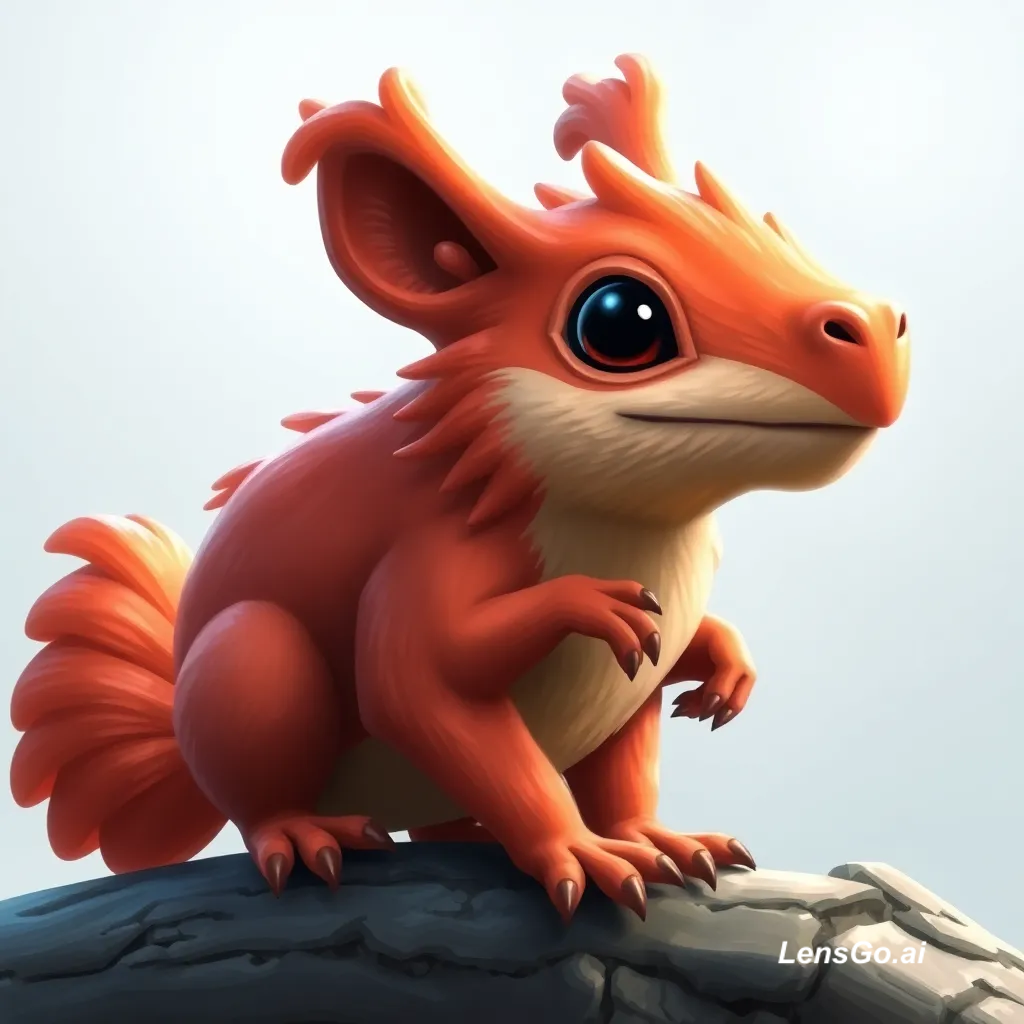Cartoon-style creature with orange fur on a rock